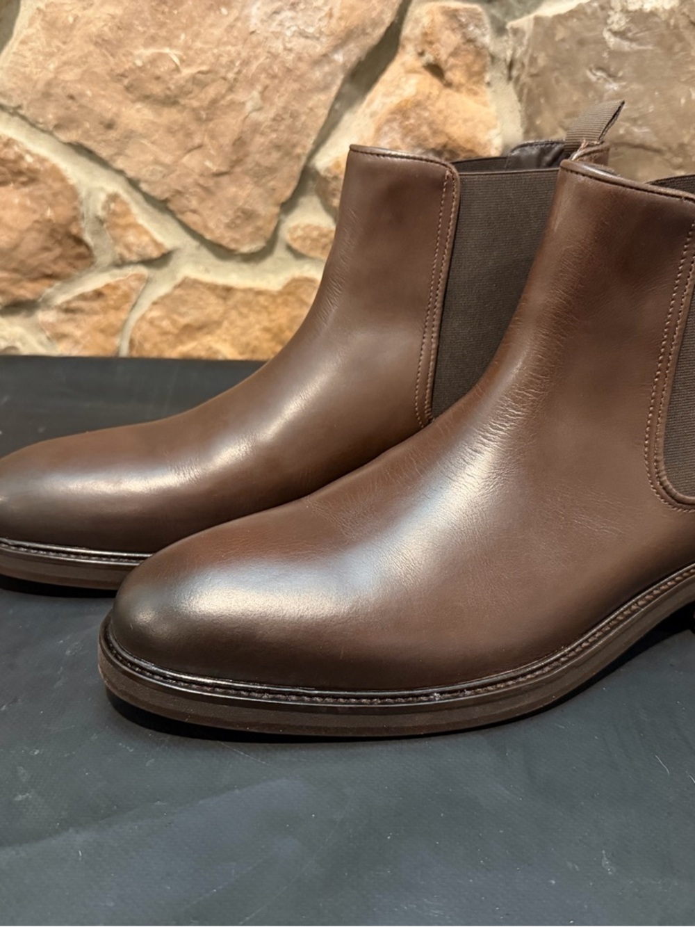 Donald J. Pliner Chocolate Brown Leather Chelsea Boots